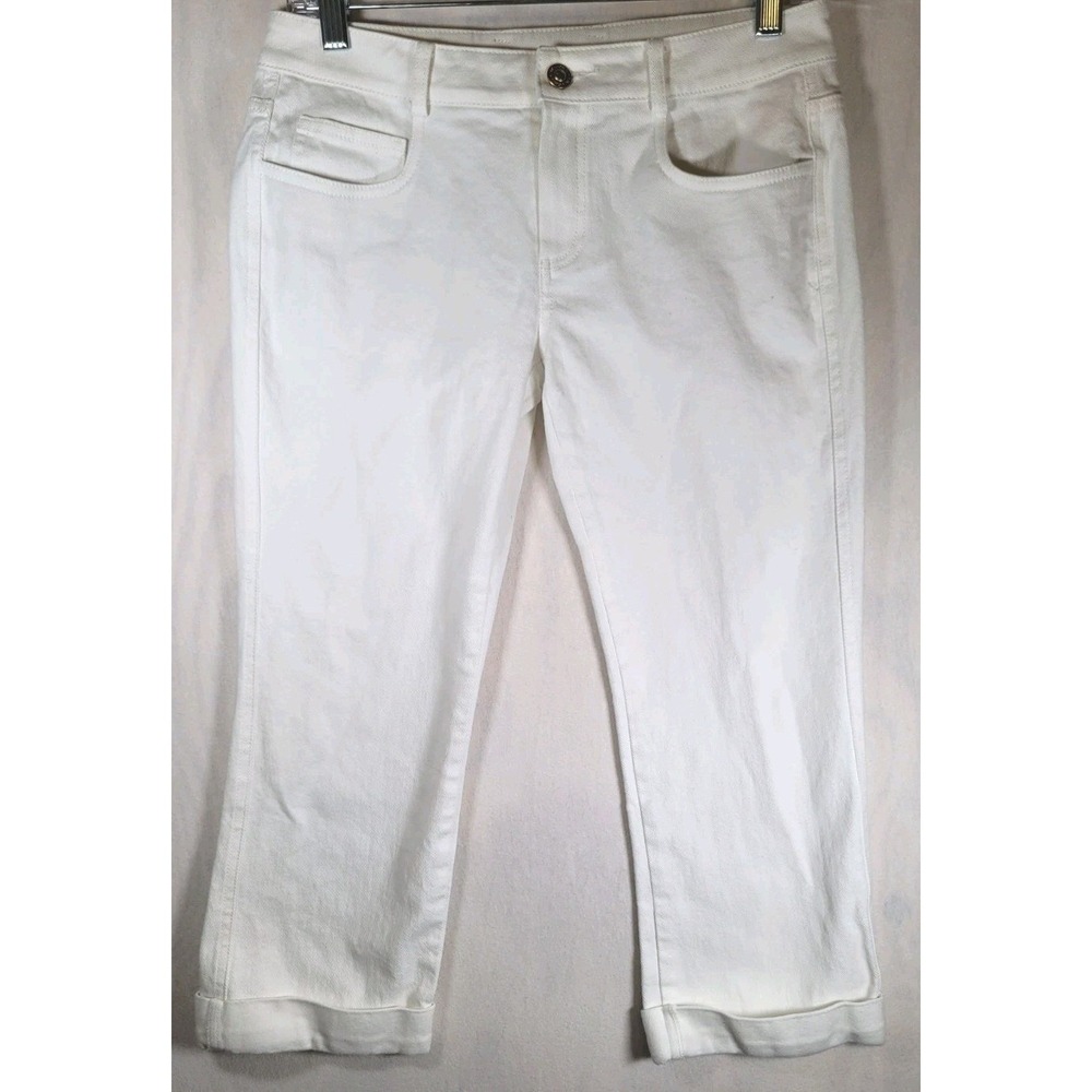 St John Collection Capri White Jeans Womens Size 2 Studded Back Pocket